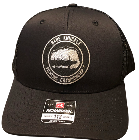 BKFC Round Faux Leather Logo Snapback Trucker Hat