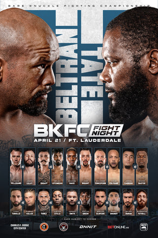 Bare Knuckle Fight Night Ft Lauderdale Autographed Fight Poster